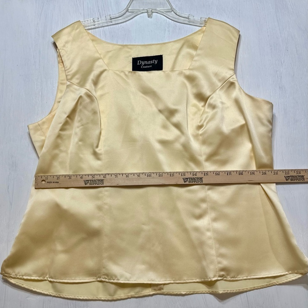 Vintage Dynasty Couture Yellow 2 Pc Set Satin Top & Skirt Formal Outfit - Picture 4 of 14